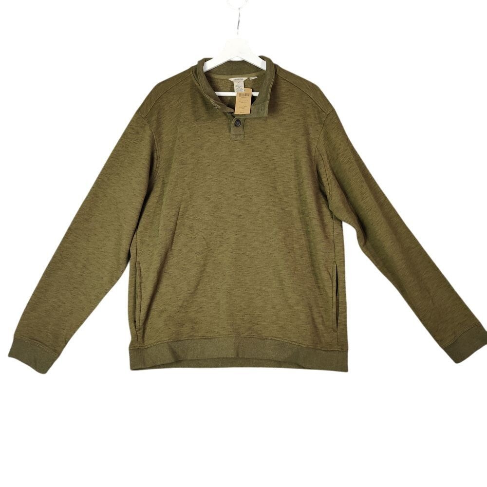 Duluth Trading Mens Earthy Gorp Rugged Loophole Button Mock L Green Pullover NEW